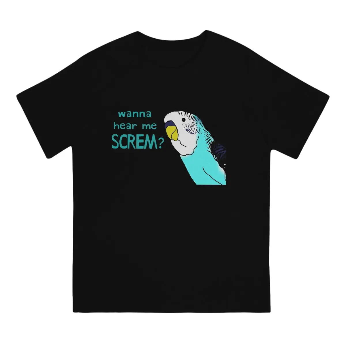 Budgie Animal Funny Lovely Men's TShirt Mind If I Screm Individuality T Shirt Original Streetwear New Trend