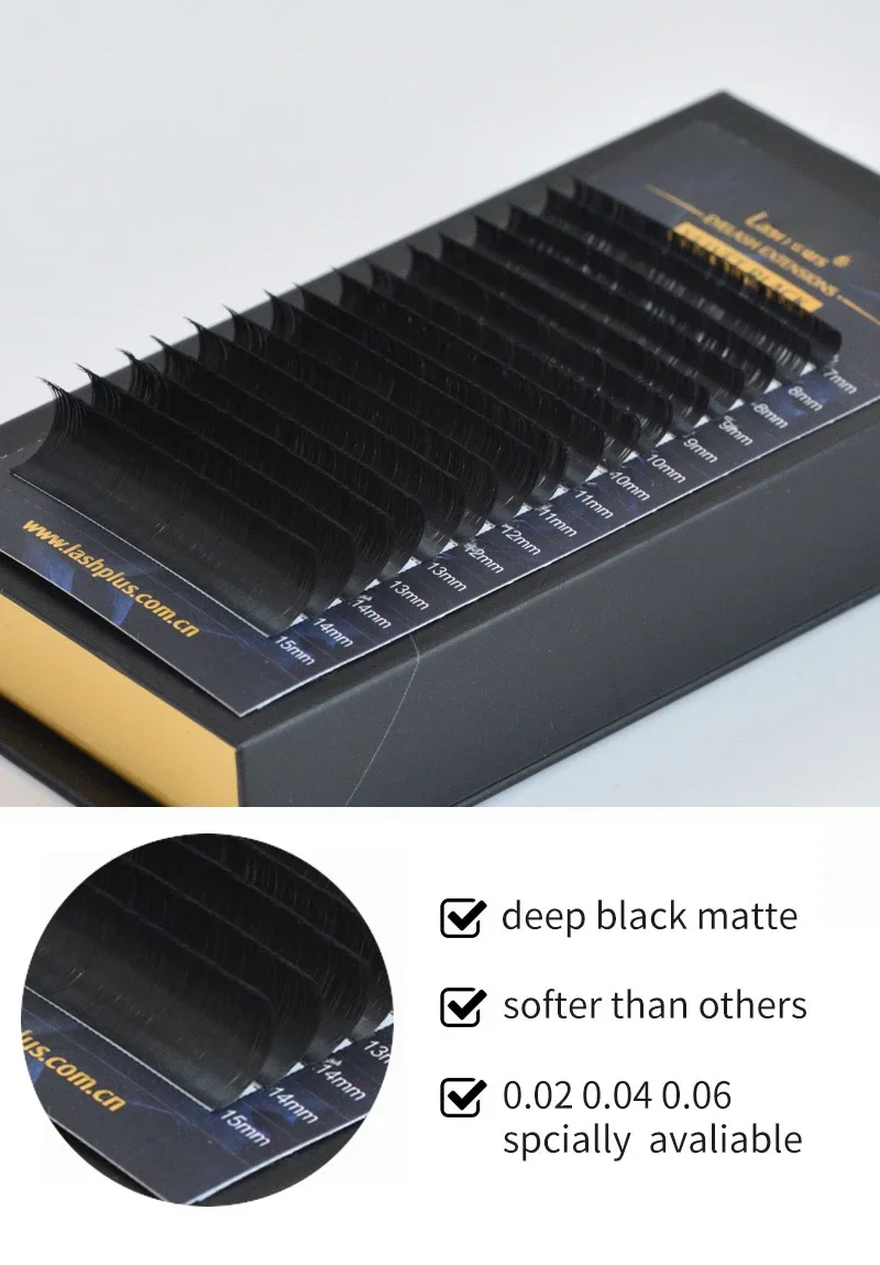 13pcs mink cashmere eyelash extension matte black soft eyelash extension manufacturer lash trays