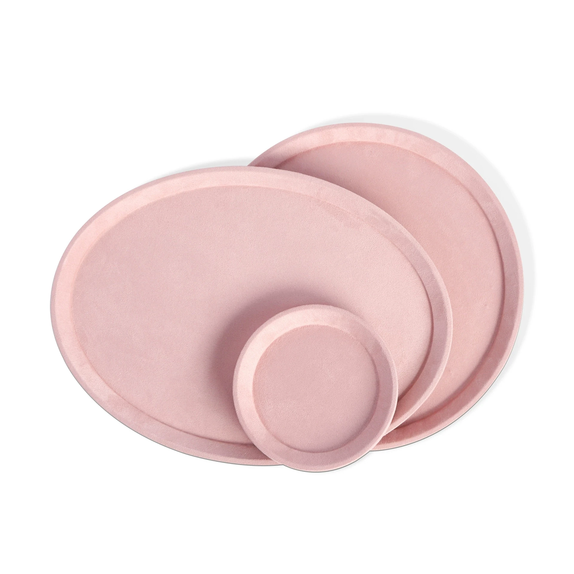 Elegant Pink Velvet Series Jewelry Tray Necklace Bracelet Bangle Earring Ring Display Storage Trays Counter Window Showcase Prop