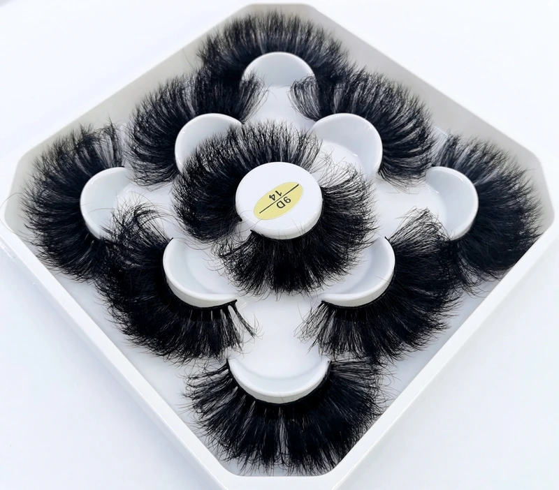 5 Pairs 25mm 3D Mink Eyelashes Bulk Russian Roll Fluffy Natural False Eyelash Dramatic Mink Lashes Makeup Tools Wholesale Lashse