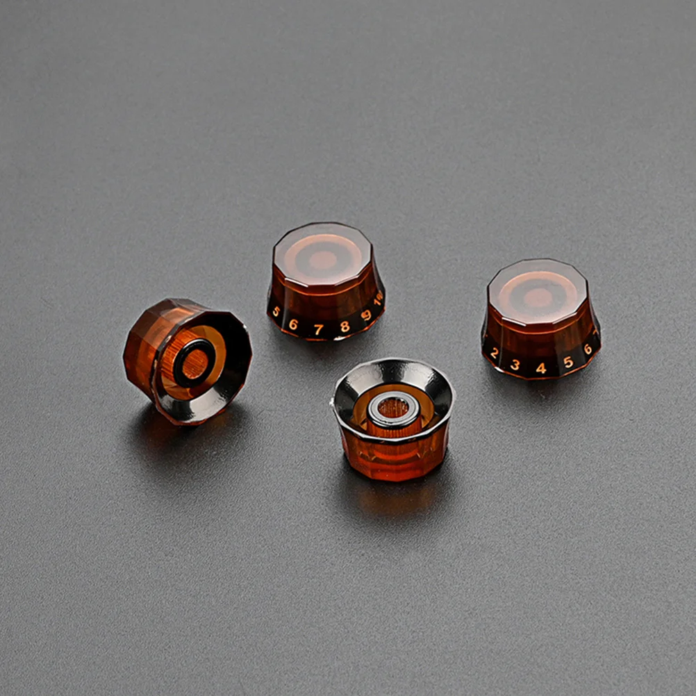 

4 Pcs Black Corner Button Guitar Potentiometer Knobs Creative Volume Tuning Control Accessory Light Brown Bass Plastic