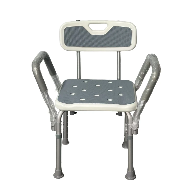 

Shower Chair Aluminum for Assist Elderly and Disabled Blue White Height Adjustable Bathroom Portable Medical Bath Stool