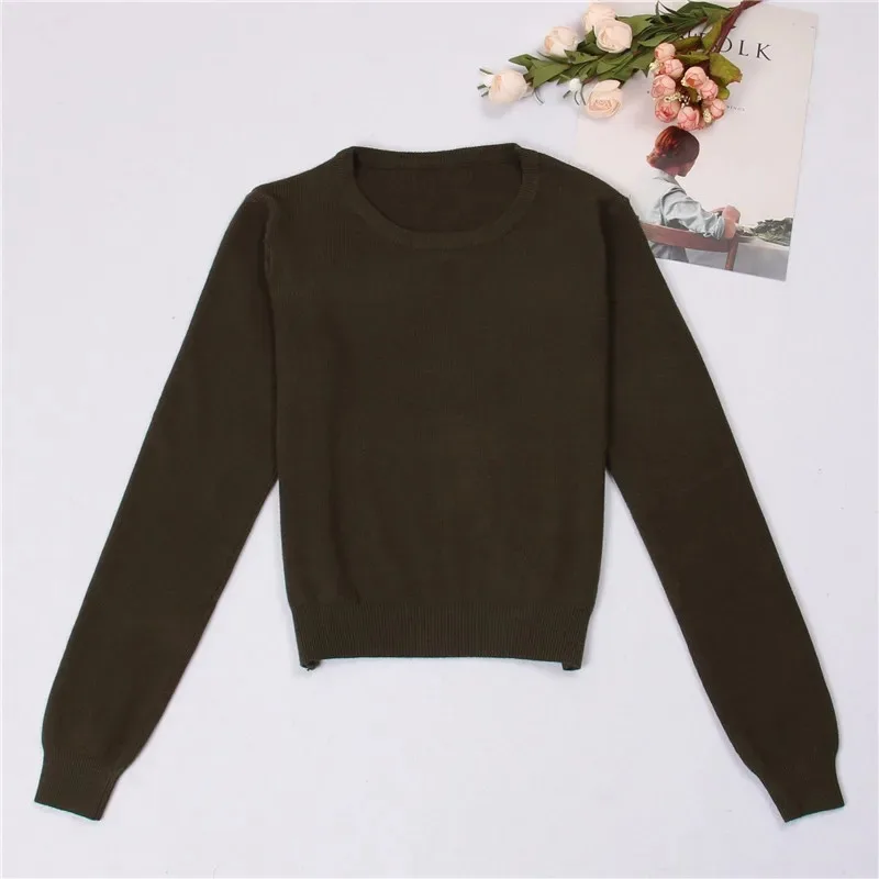 Y2K Women's Sweater Long Sleeve Bottoming Shirt Female Clothing Basic Crop Tops T-Shirts Slim Fit Thermal Underwear Fall Winter