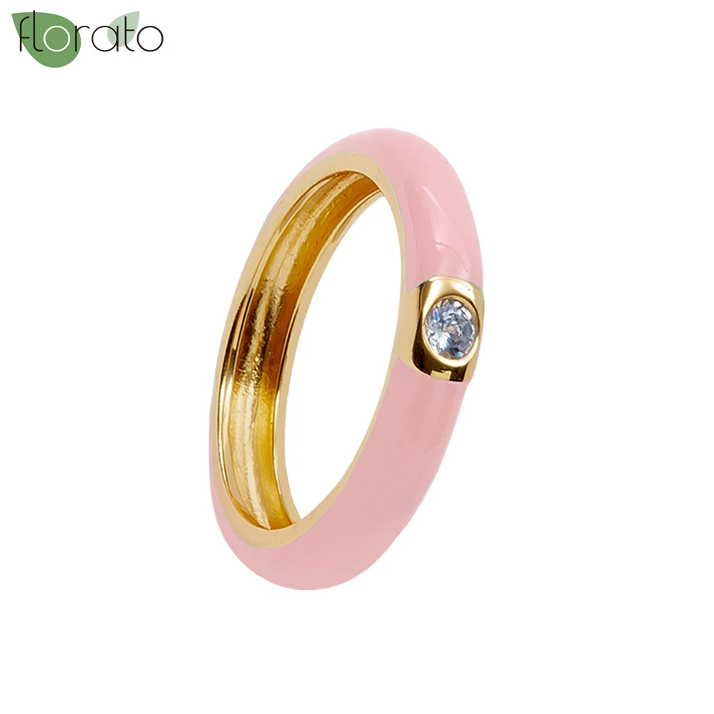 Premium Gold Überzogene Bunte Emaille Engagement Ringe für Frauen Mode Hochzeit Luxus Schmuck Party frauen Zubehör