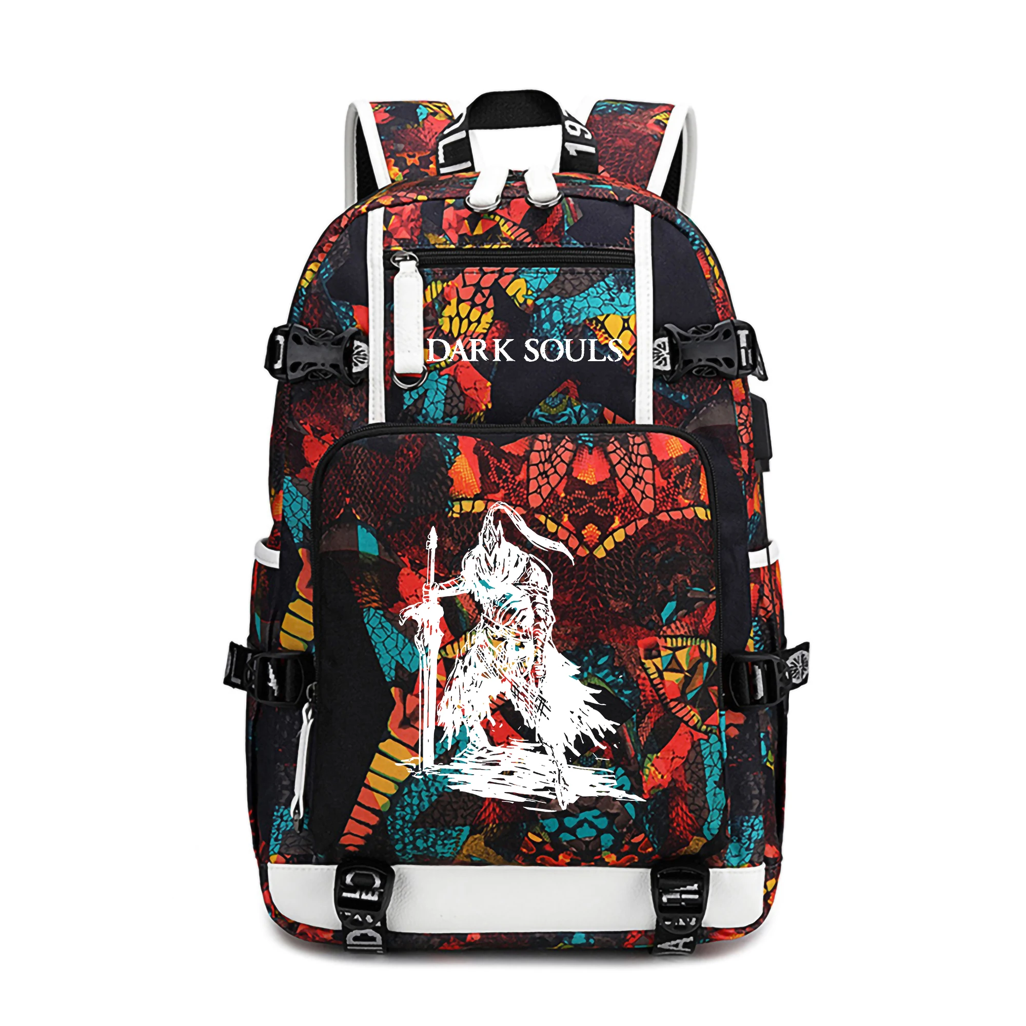 Dark Souls Cartoon Backpack Students School Bag USB Port Laptop Bookbags Oxford Men Travel Bagpacks Casual Daypack for Teenagers