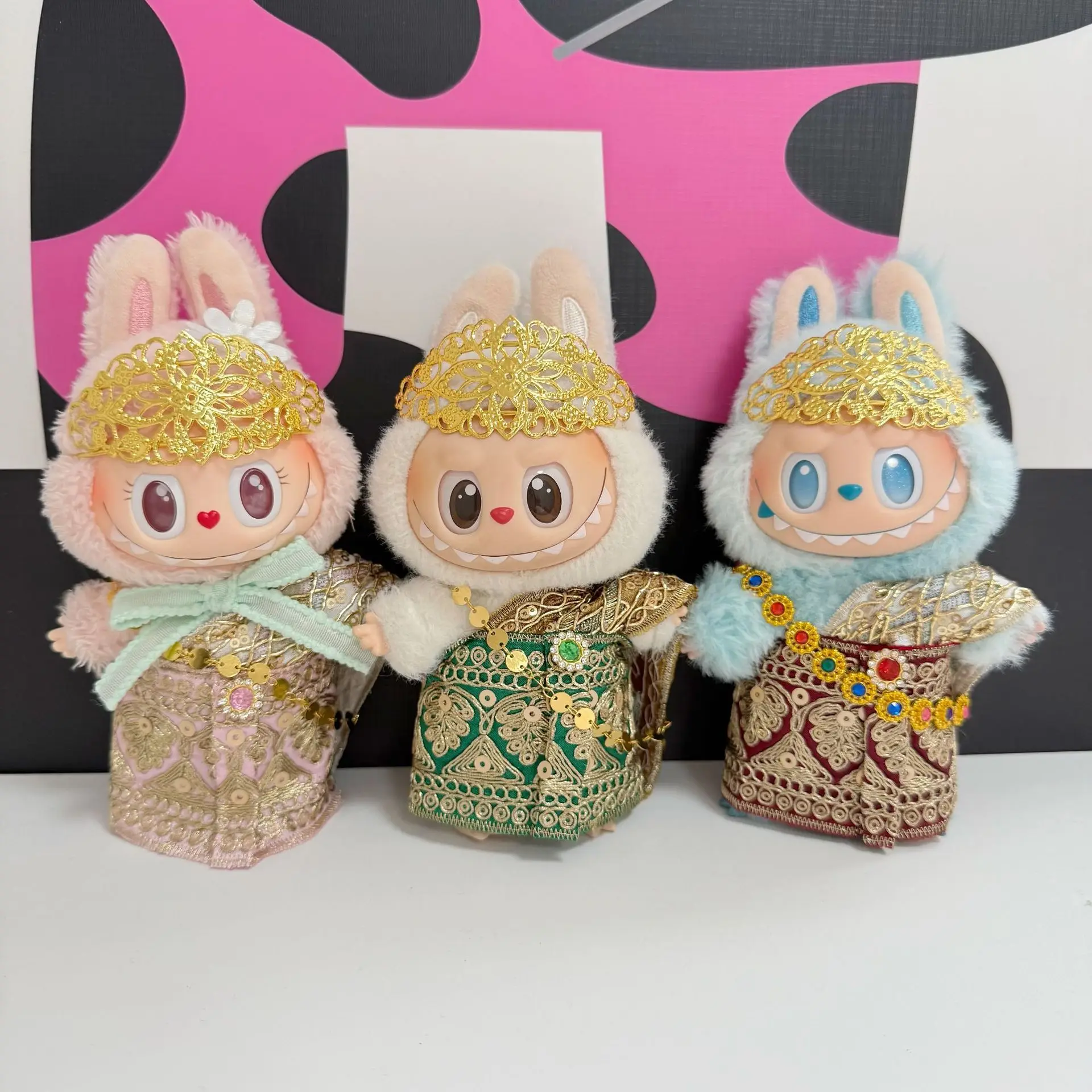 

Clothes For Labubu 15/17Cm Dolls Gen 1-3 Thai Costume Three-Piece Set With Hair Accessories Hanging Accessories