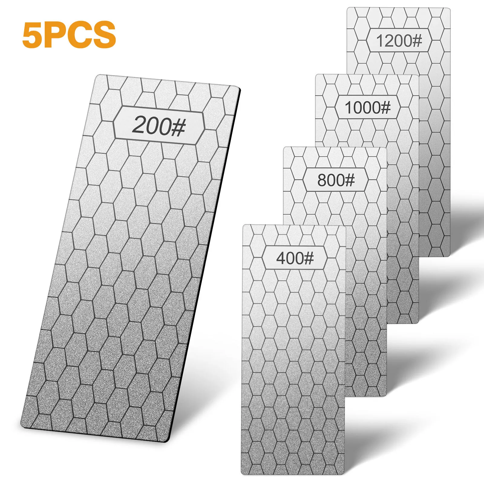 

5x Diamond Sharpening Stone Plate 200-1200Grit Honeycomb Surface Knife Whetstone