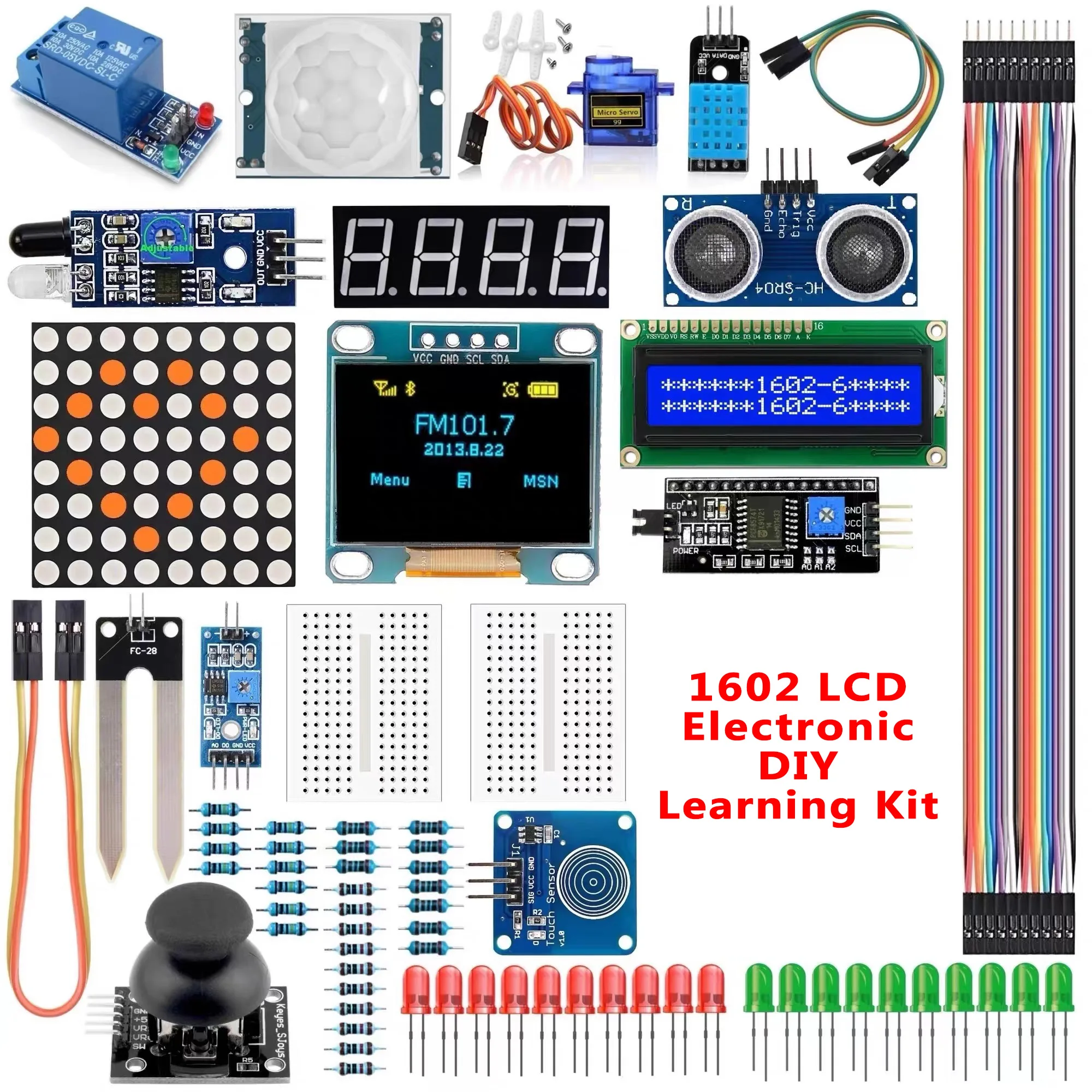 Beginner Electronic DIY Kit 1602 LCD & 0.96-inch Screen Arduino R3 Board Component Pack Starter Kit for Arduino Projects