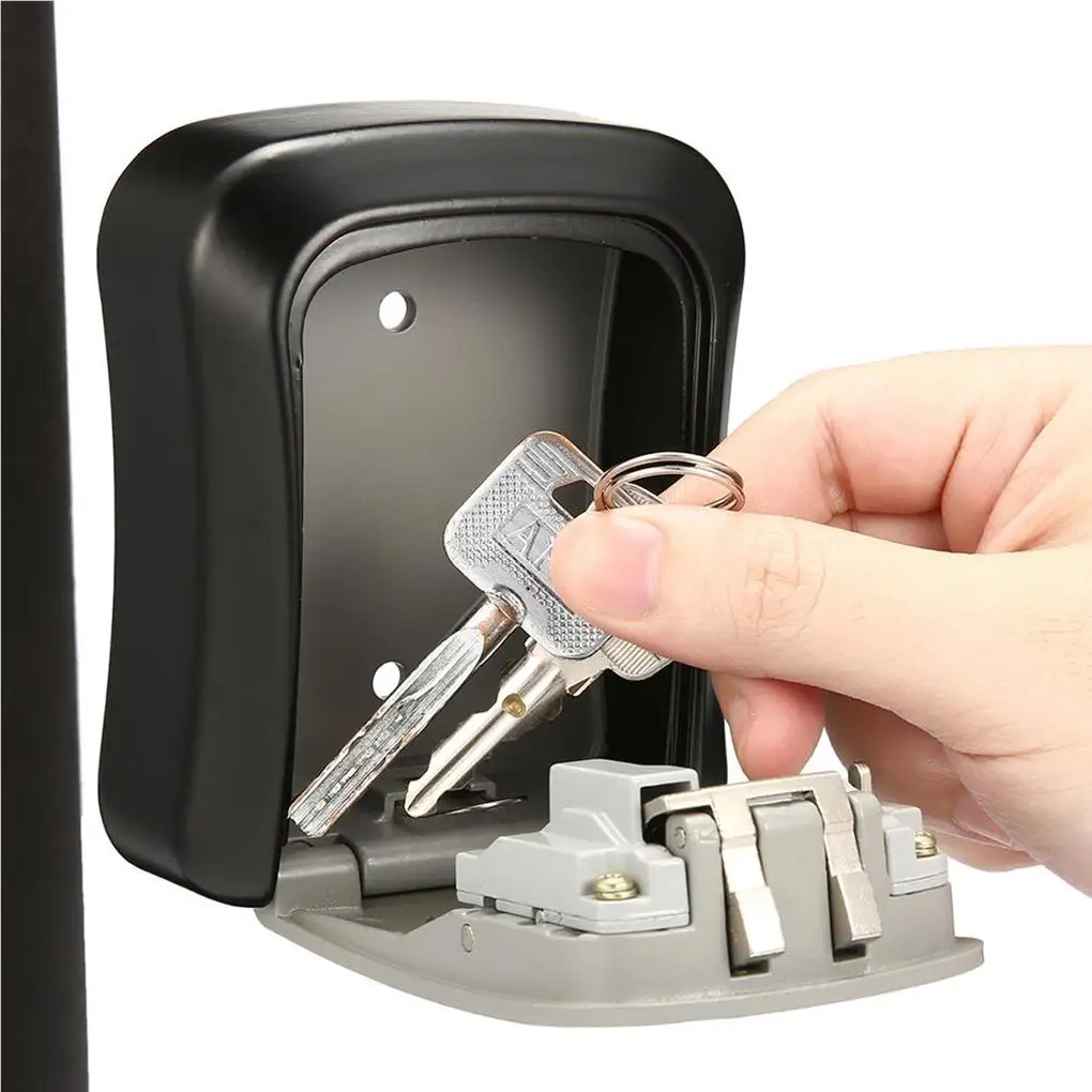 Wall Mount Lock Box Key Storage Lock Box with 4 Digit Combination Key Safe Box for Home Garage