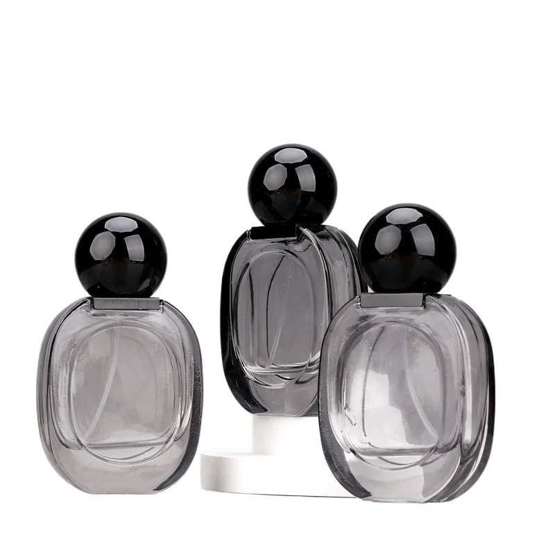 30 ml schwarze Kugeldeckel-Glas-Parfüm-Sprühflasche, moderner, beliebter Presszerstäuber, tragbare Reise-Parfümflasche