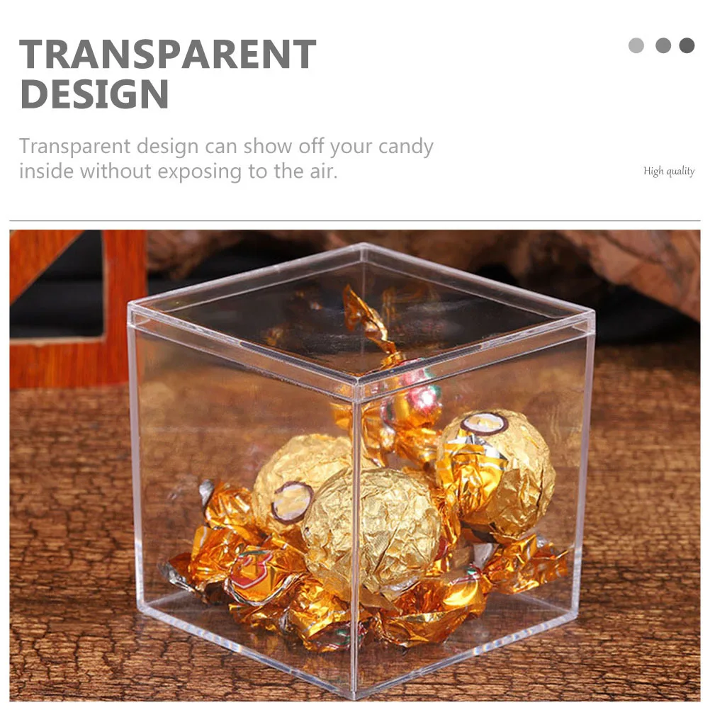 8Pcs Acrylic Candy Boxes Small Transparent Square Storage Organizer Box for Party Wedding Gift Wrapping Acrylic Candy Box