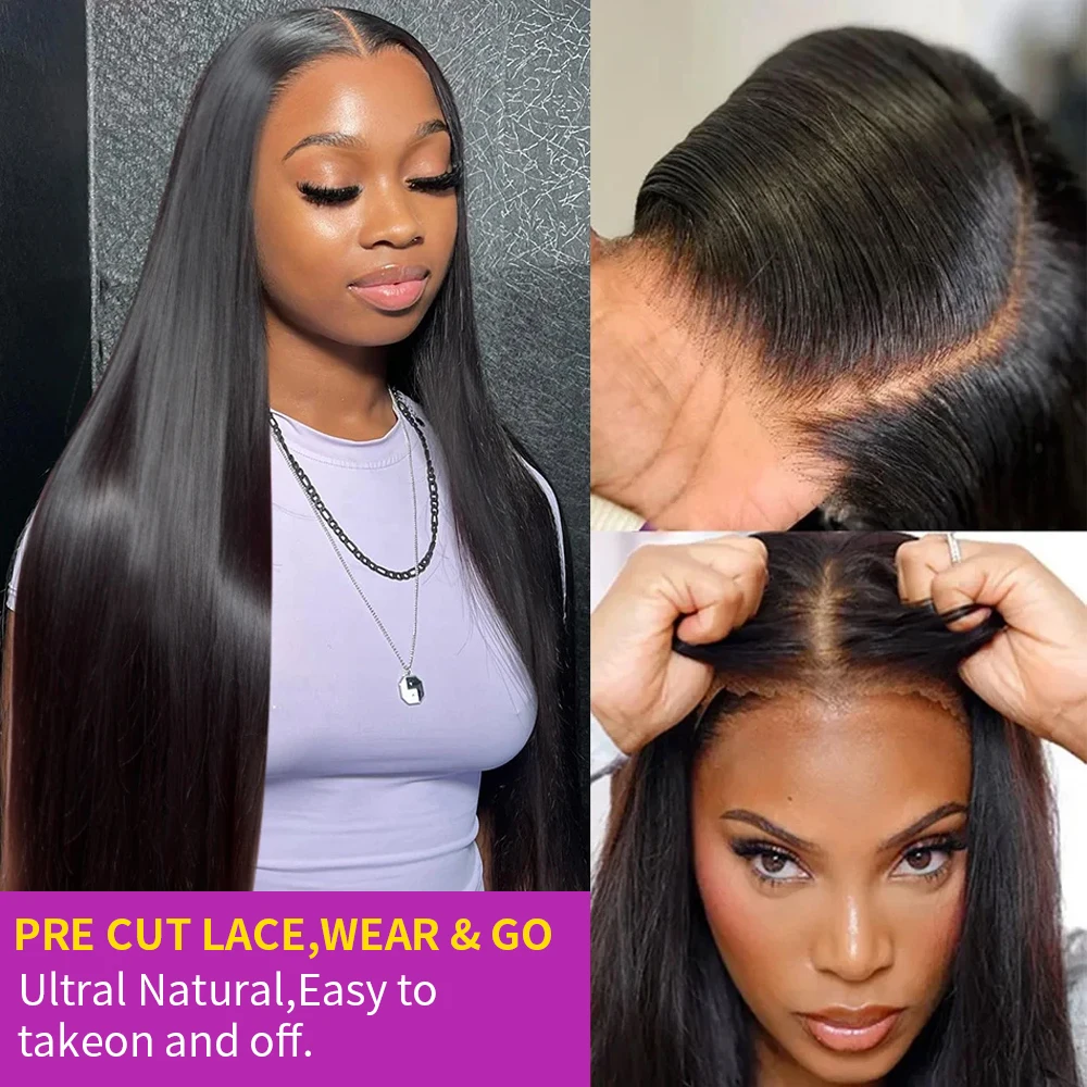Glueless Perücke 7x5 für Schwarze Frauen 13x6 HD Lace Front Glatt 100% Echthaar 250% Dichte Pre-plucked Versand aus FR Lager – Detail 5