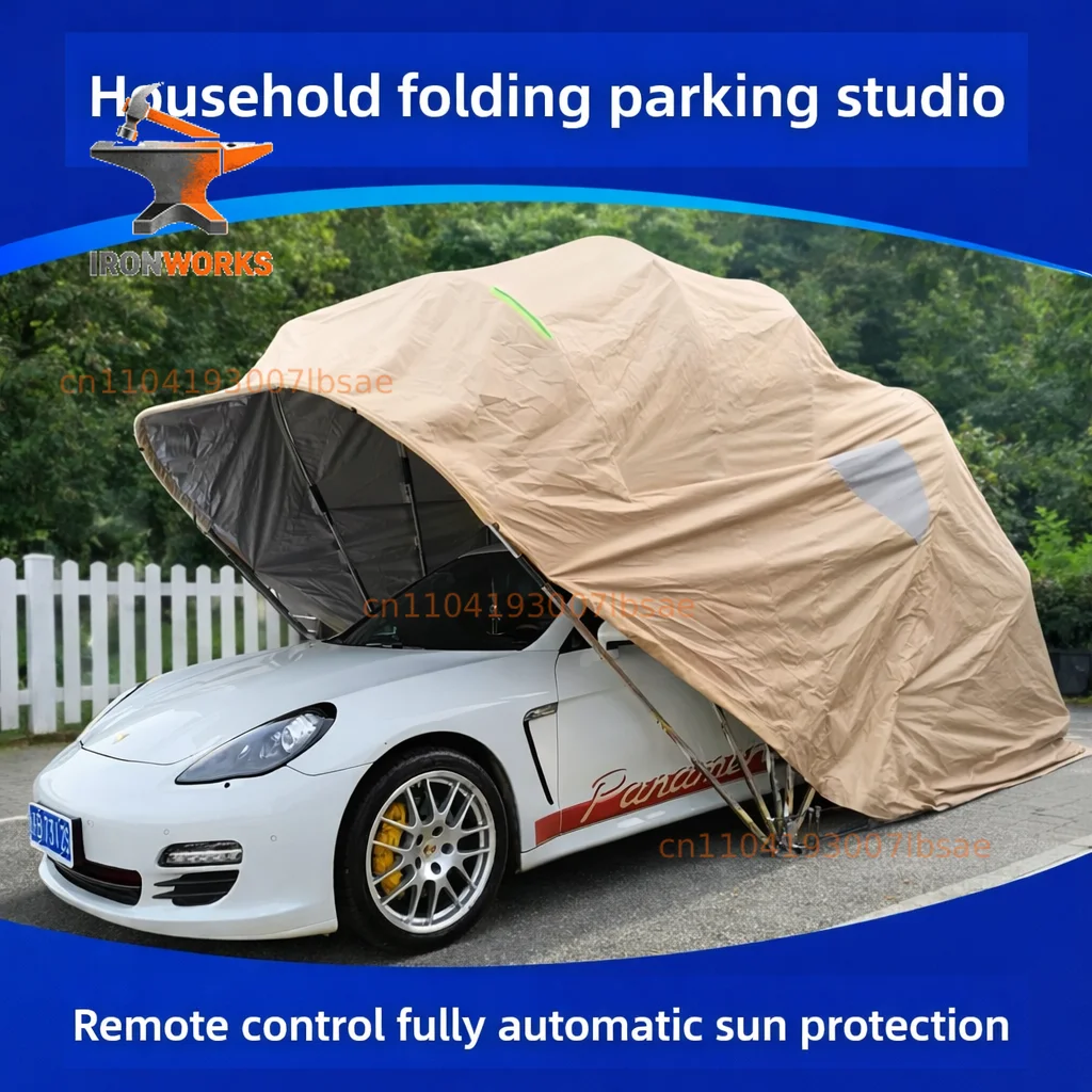 Any Size Custom Fully Automatic Folding Carport Waterproof Sunshade Mobile Garage Outdoor Parking Shelter Durable Oxford Fabric