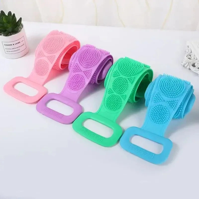 

1pc Silicone Bath Brush Shower Exfoliating Brush Belt Back Scrub Body Cleaner Cleaning Straps Body Scrubbers Bathing Accessories