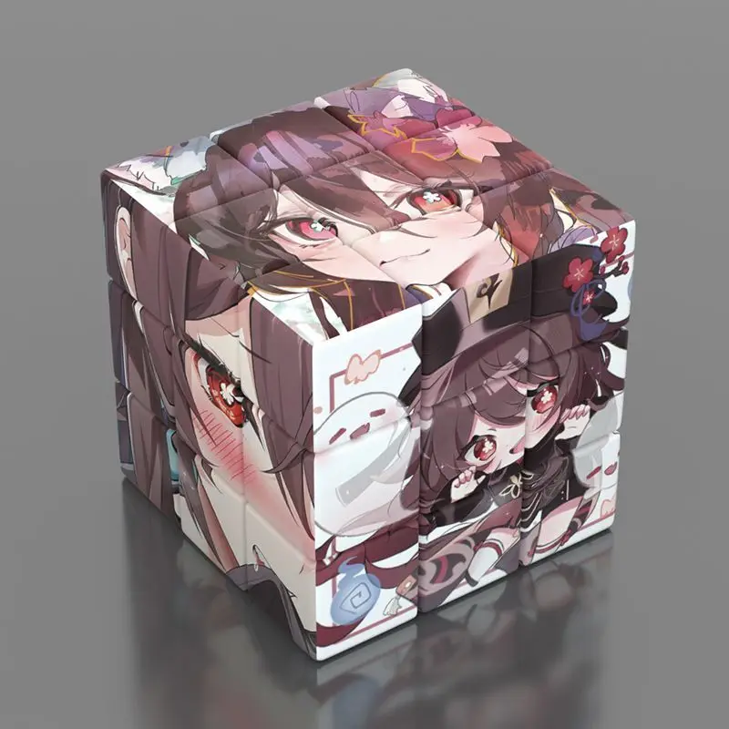 Anime Genshin Impact Hu Tao Cosplay 3-step Puzzle Magic Cube Cartoon Magics Square Tweakcube Xmas birthday Gift