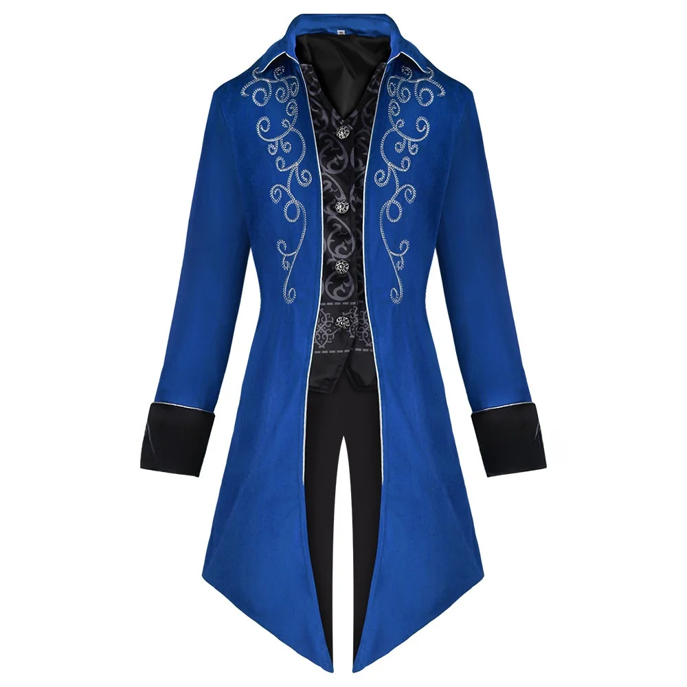 معطف رجالي طويل بتصميم القرون الوسطى للتنكر، زي هالوين بأسلوب عتيق، زي رجالي بانك، موديل جديد لأداء المسرح، ملابس صينية تقليدية #3