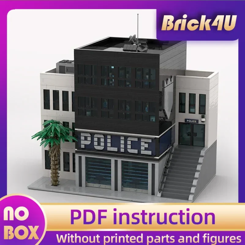City Street View Model Moc Building Bricks Modern Police Station Technology Modular Blocks Gift Christmas Toys DIY Sets Assembly