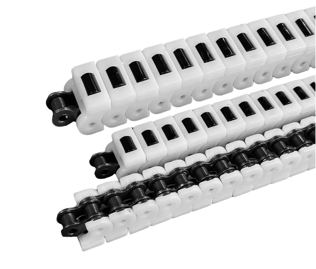 1.5Meters FTC60 overhead chain conveyor line with ball roller top chain and cover plate-Ball bearing buckle plate + 304 chain