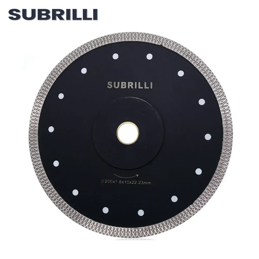 SUBRILLI 1PC 200mm Superthin Diamond Wheel Cutting Disc X Mesh Turbo Rim Segment Dry or Wet 8 Inch Saw Blade