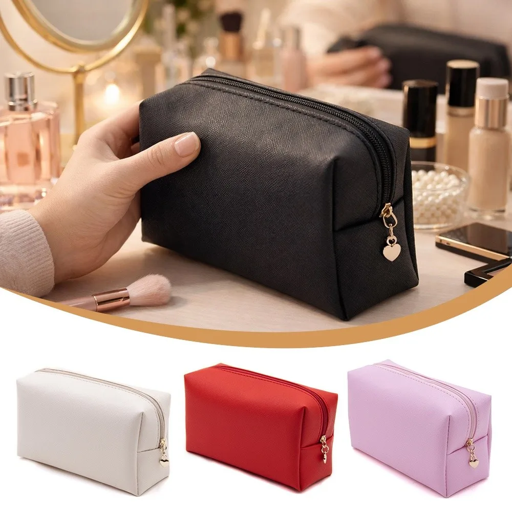 New PU Leather Makeup Bag Large Capacity Zipper Closure Toiletry Bag Waterproof Storage Bag Travel