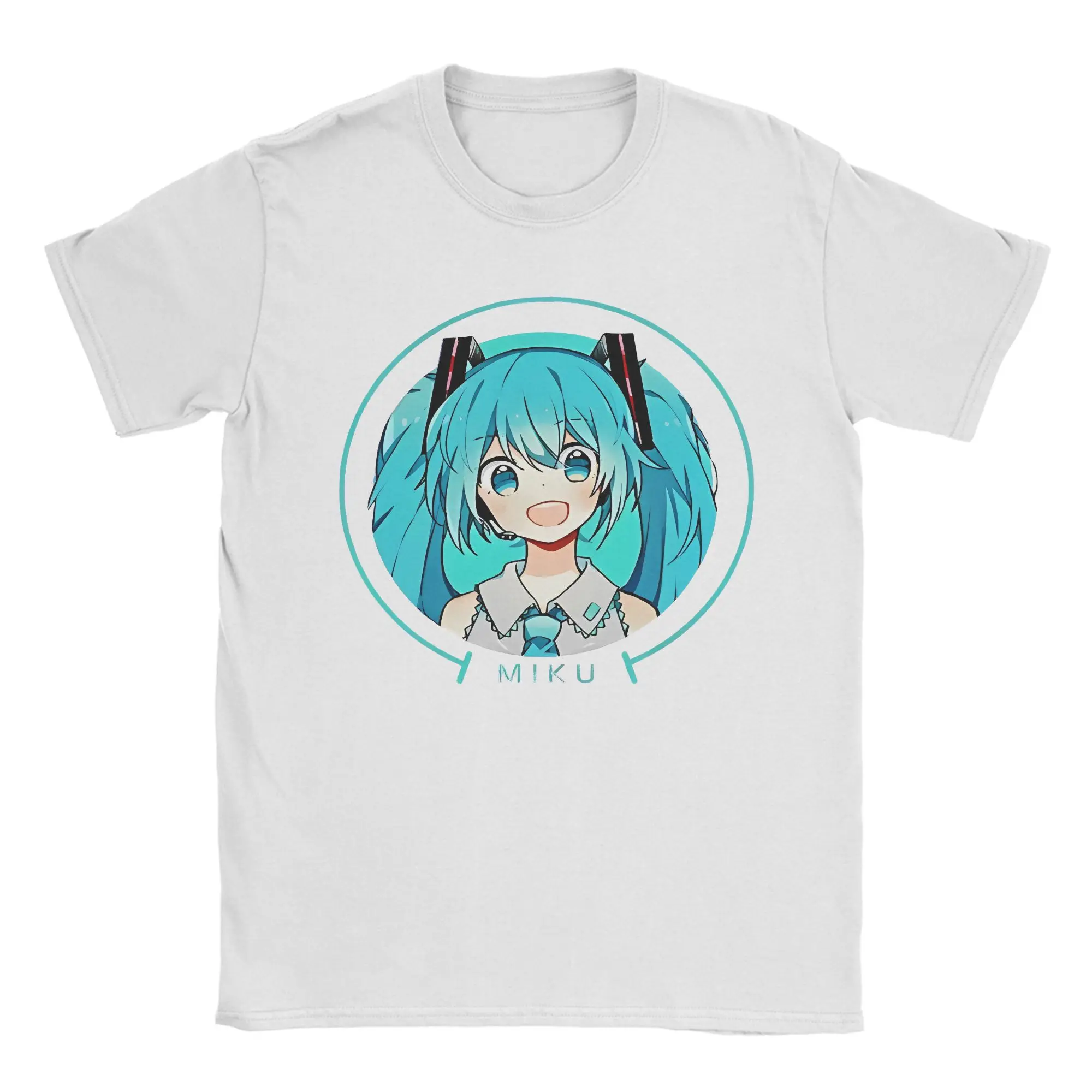 初音ミクのボーカロイド世界-tシャツ男性女性の純粋な綿ヴィンテージ-tシャツクルーネック-tシャツ半袖トップスプラスサイズ