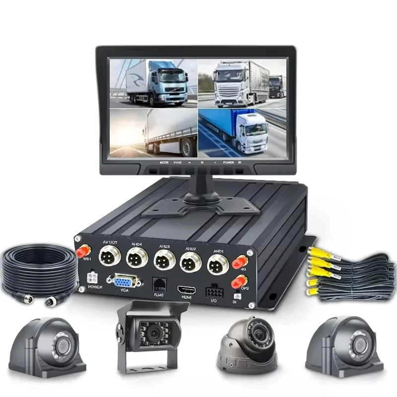 Bus Truck 4 Channel H.264 HDD DVR 3G 4G WIFI 10.1 INCH Car Monitor Camera MDVR Set Car Monitor Truck Dvr System Mdvr
