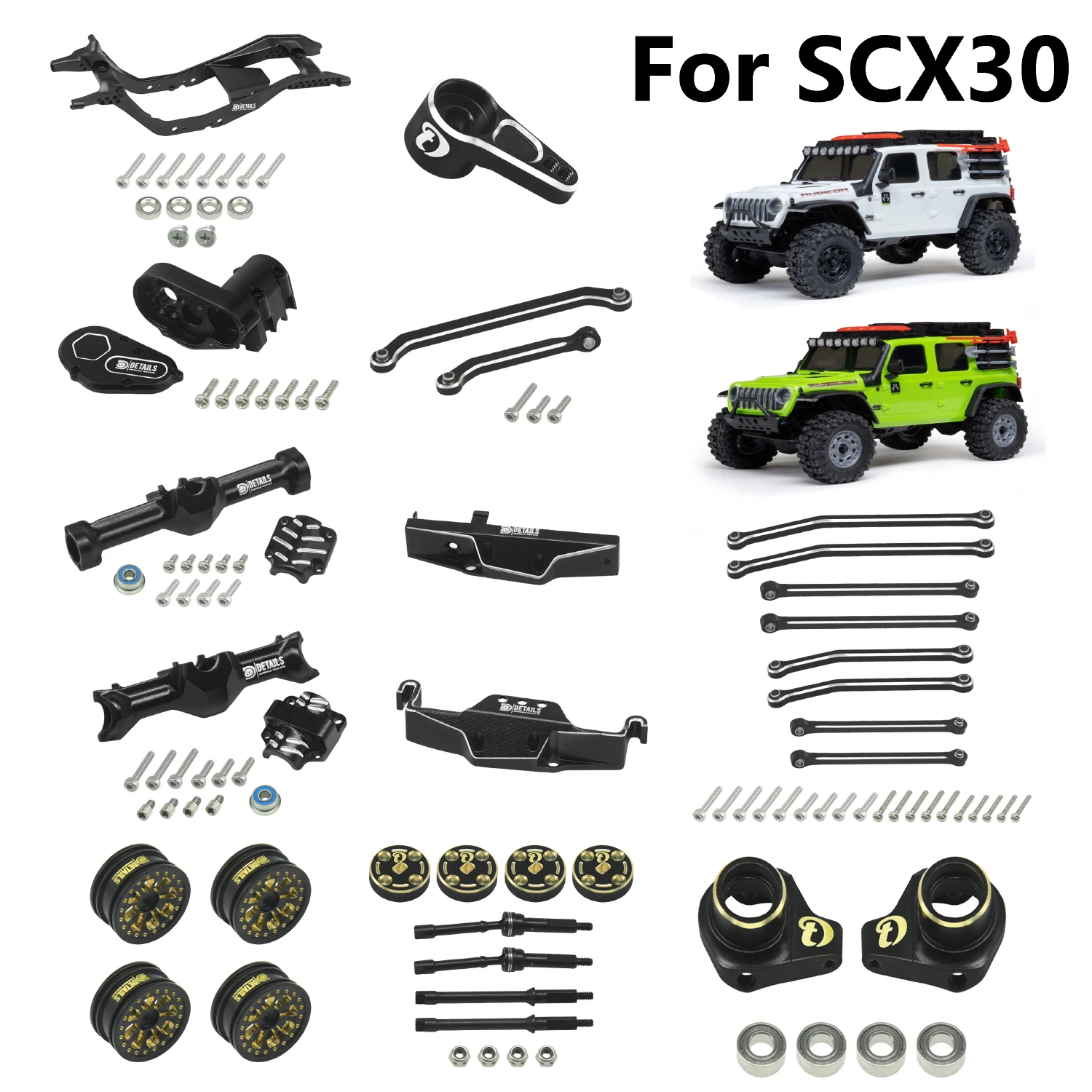 

Aluminum Rear Axle Gear Box Skid link Wheel Upgrade Set for 1/30 Axial SCX30 Jeep Wrangler RC Cars Upgrade Parts