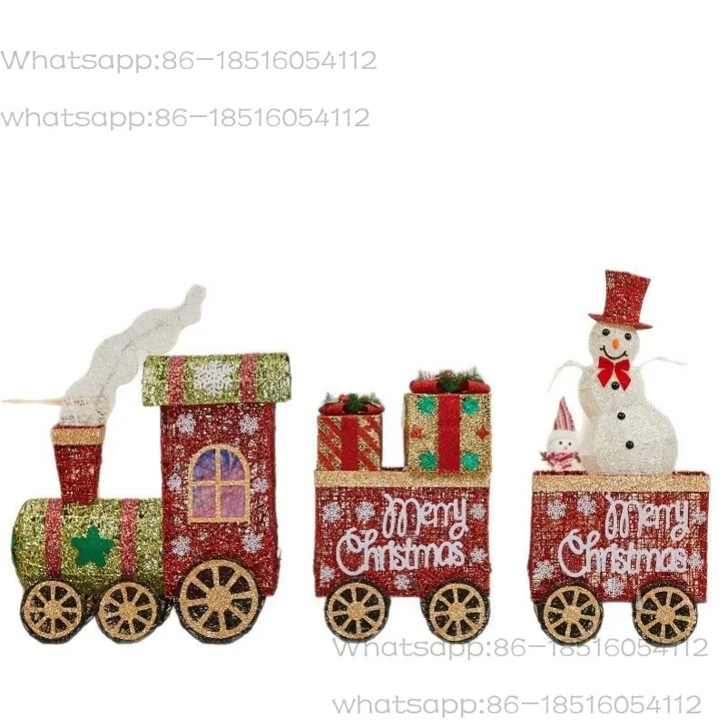 Luminous Wrought Iron Small Train Large Festival Square Indoor Christmas Tree Ornament Display