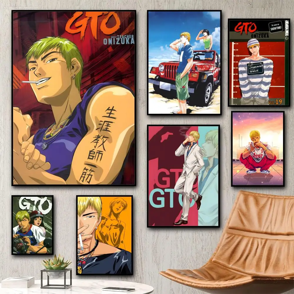 Anime grand professeur Onizuka GTO peinture calligraphie HD toile affiche salon chambre bar décoration esthétique