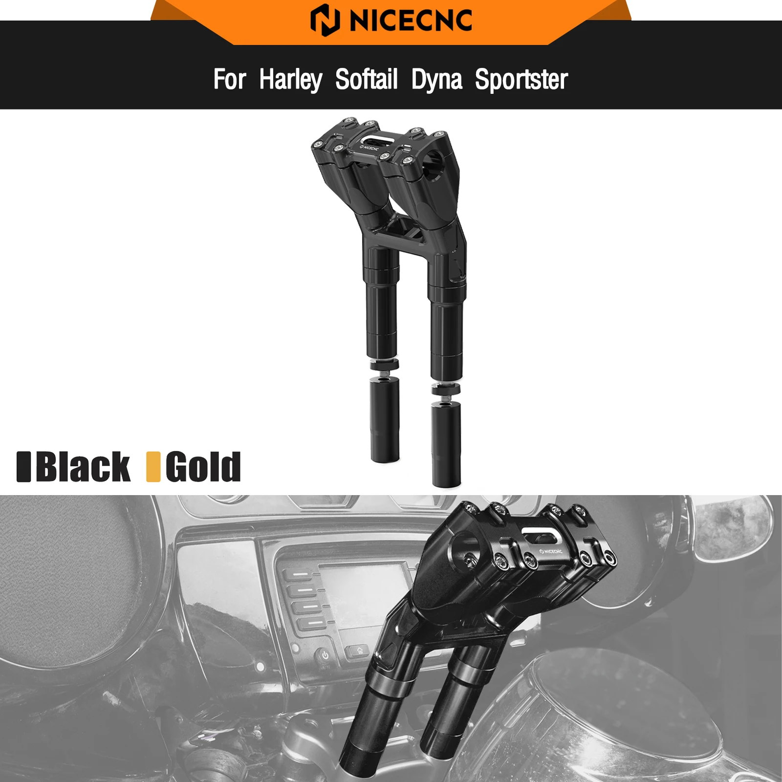 

Kickback Handlebar Riser 12"/8"/ 7"/6"/5" For Harley Softail Fat Boy Heritage Deluxe Sportster 883 1200 XL XR Dyna Street Bob