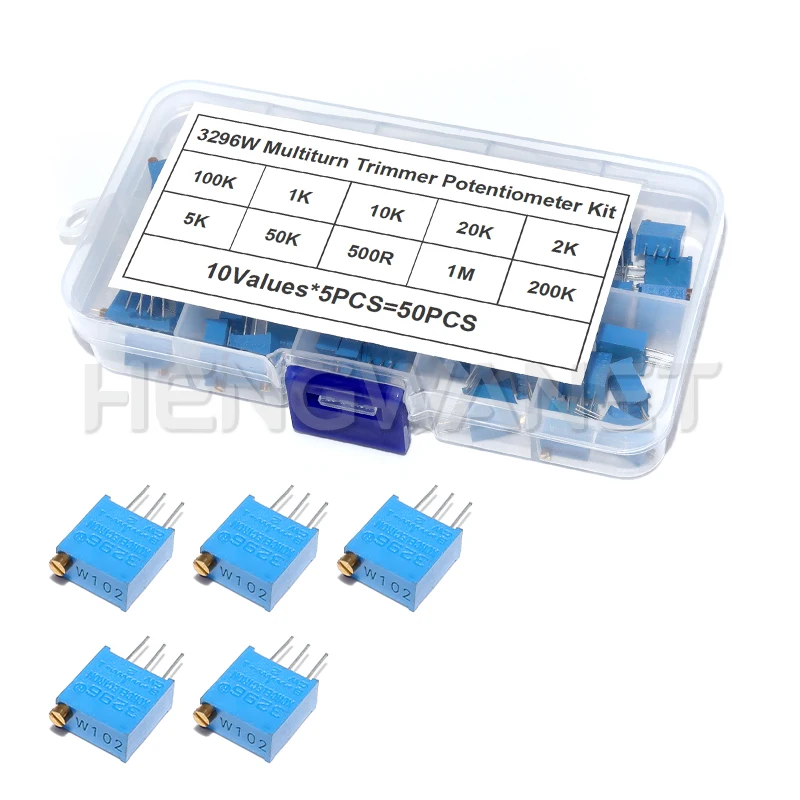 kit-de-potenciometros-trimmer-multivoltas-de-alta-precisao-3296w-50-pecas--resistores-variaveis-3296-500r-1k-2k-5k-10k-20k-50k-100k-200k-1m