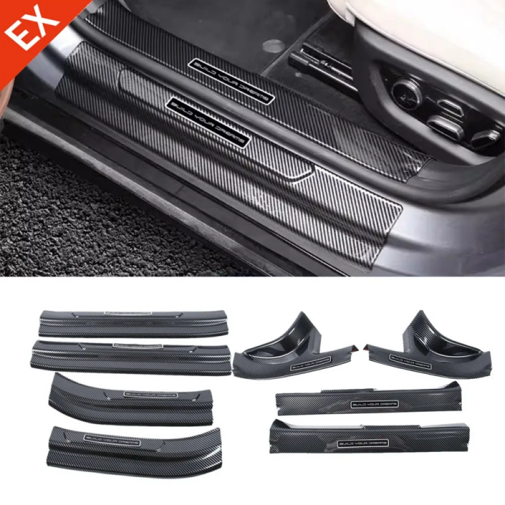 

For BYD Song L 2024-2025 Accessories Car Door Sill Scuff Plate Welcome Pedal Protection Trim Stainless Carbon Fiber Pattern