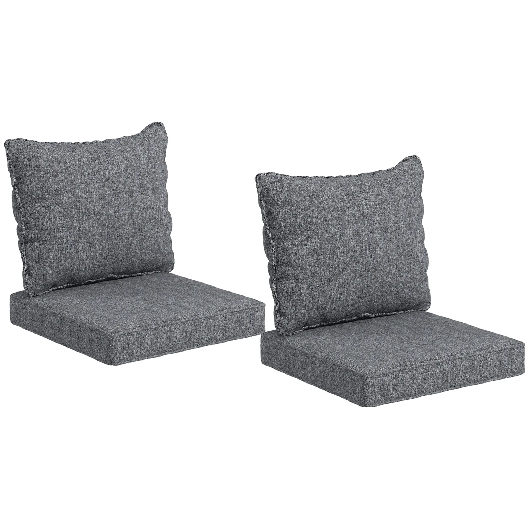 Indoor and Outdoor Chair Cushion with Backrest, Suitable for Garden Furniture, Gray Color