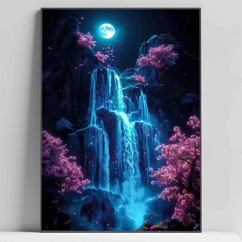 

Japanese Cherry Blossoms At Mount Fuji Poster Decoration Wall Painting Canvas Coffee House Bar Interior Paintings Office Decor