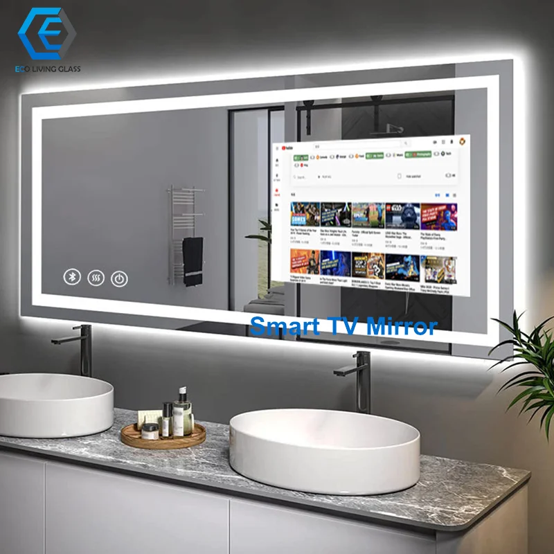 Android Smart LCD Mirror Advertising Display Fitness Bathroom Magic Mirror Waterproof LED TV Smart Magic Mirror