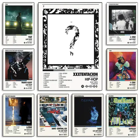 Bilashmart Popular Hip Hop Singer Album Covers Posters and Prints Canvas Printing Modern Wall Art Picture for Bedroom Home Decor Fans Gifts