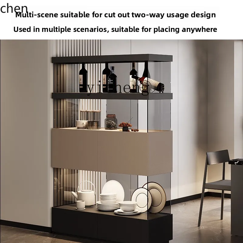 خزانة مشروبات جانبية لتناول الطعام بتصميم إيطالي بسيط من HXL، خزانة عرض زجاجية مفتوحة #4