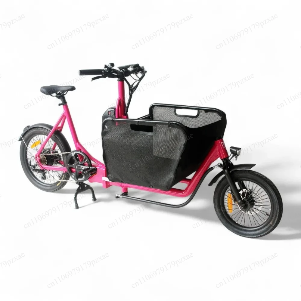 Foldable Hybrid Electric Cargo Bike Pedal Assist Utility Bicycle For Food Delivery