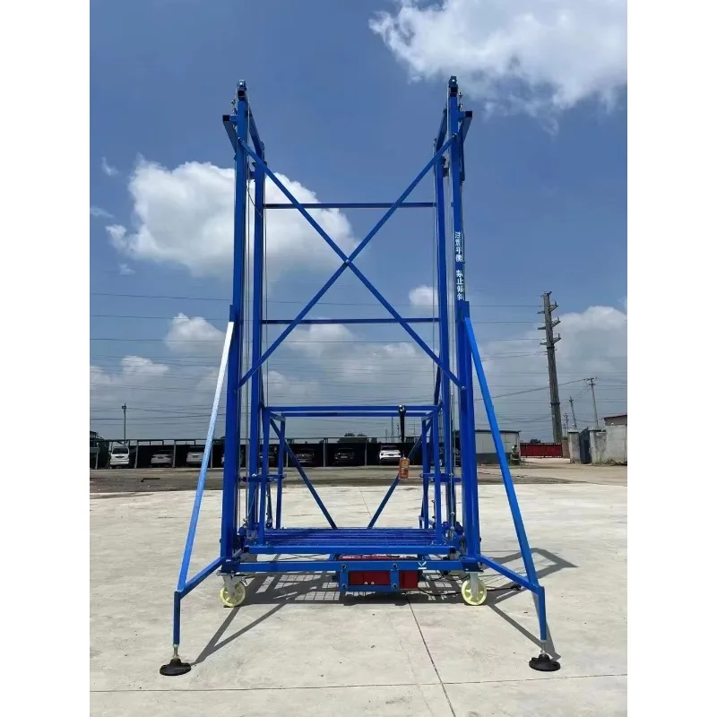 Draagbare elektrische telescopische hefsteiger stalen frame automatisch platform met staalkabelband geschikt voor magazijnwagen