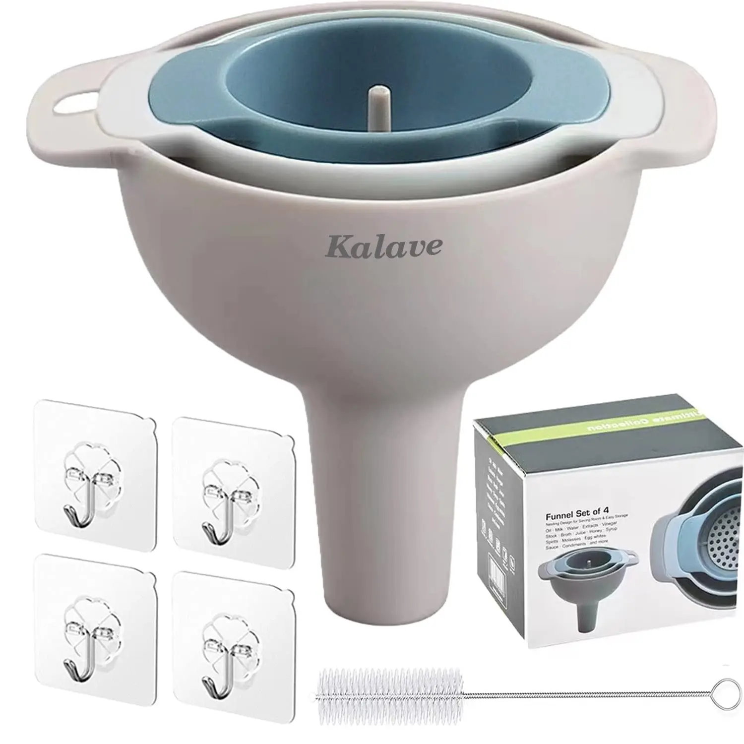 

Set of 4 Funnels for Filling Bottles with Detachable Strainer Filter for Oil, Liquid, Dry Ingredients and Powder