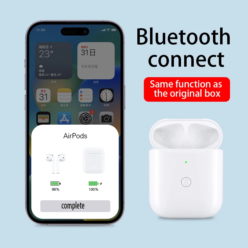 Type-C For Airpods Pro 1/2/3 Charger Case Replacement Wireless Charging Box Bluetooth Earphone 680mAh Battery with LED Light