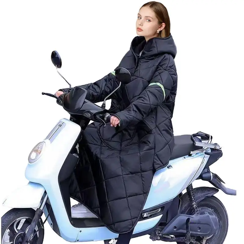 Adults Winter Electric Car Motorcycle Reflective Stripes Suit Warm Plush Riding Split Leg Cycling Suit Knight Racing Moto Riding