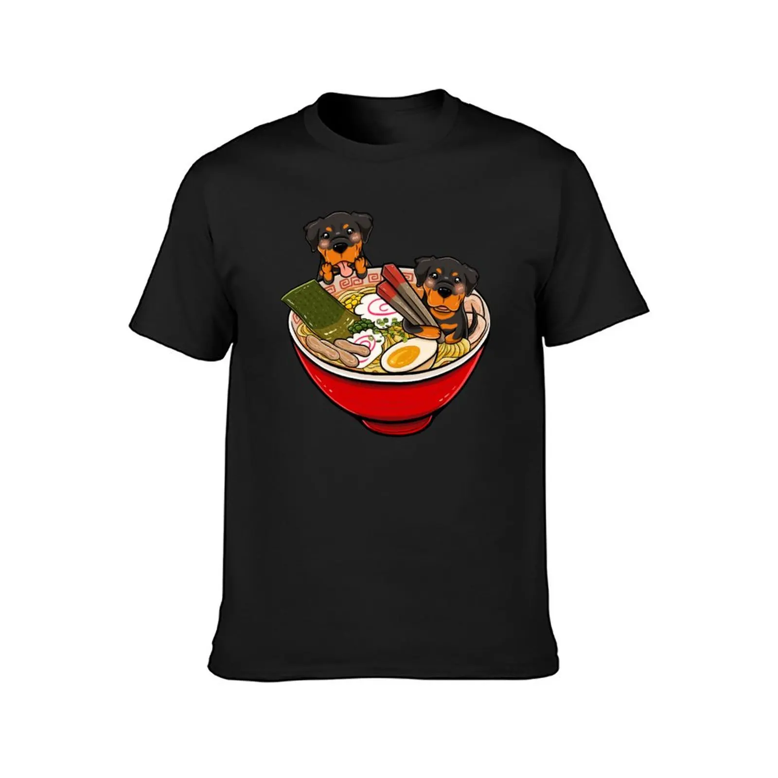 Rottweiler Japanese Ramen Kawaii Dog Lover T-shirt blacks plus size tops quick drying t shirts for men cotton