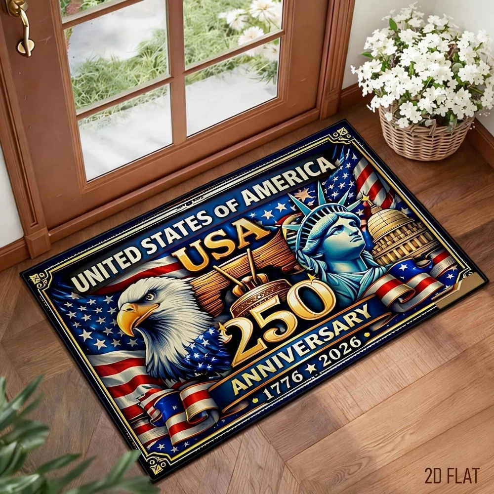 American Eagle & Statue of Liberty Doormat for 4th of July Celebrations Patriotic-themed Outdoor & Indoor Floor Rug