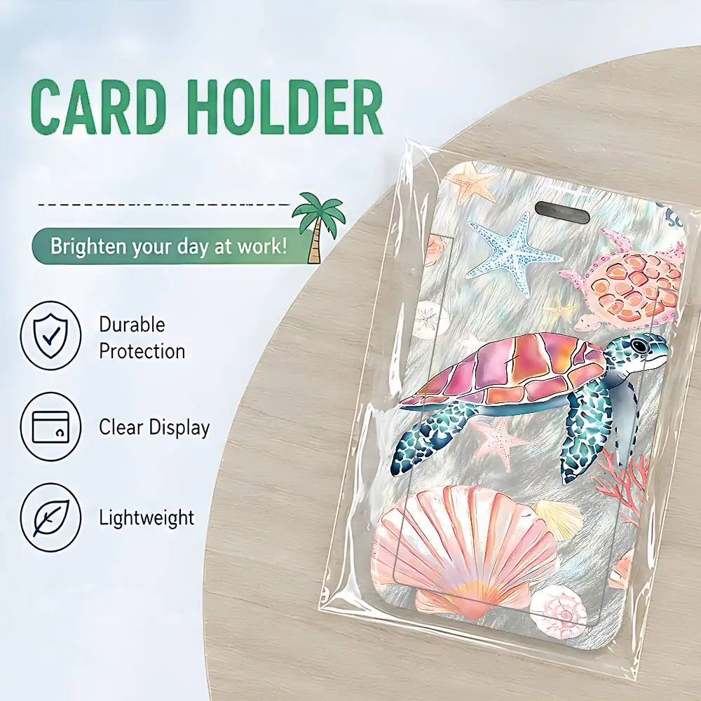 Animal Flowers Clear ID Card Holder Lanyard Neck Strap Badge Case Door Credit Card Protector Daily Gift