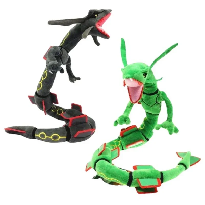 

75CM Shiny Rayquaza Plush Toy Green Black Dragon Plushie Stuffed Doll Sofa Bed Decoration Peluche Pillow Birthday Christmas Gift