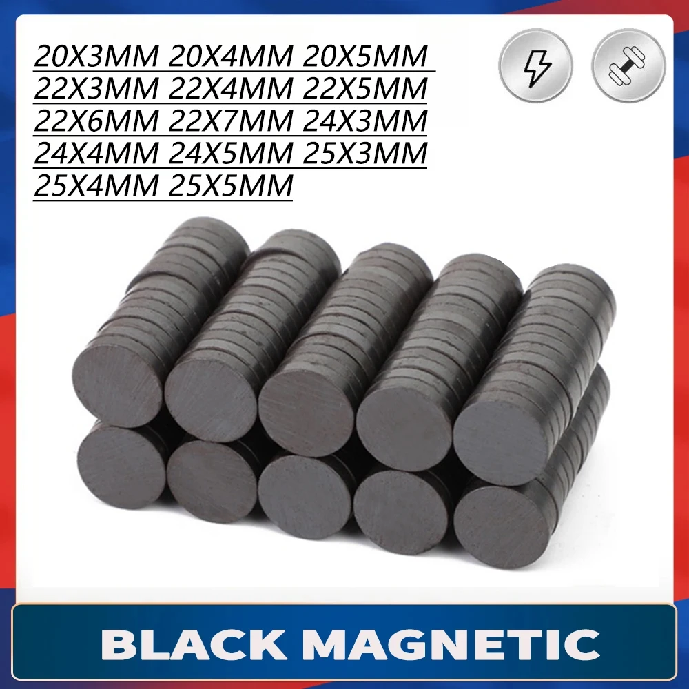 General Magnets 20mm 22mm 24mm 25mm Ferrite Ordinary Black Magnet Crafts Magnets Refrigerator Sticker DIY Magnet Patch