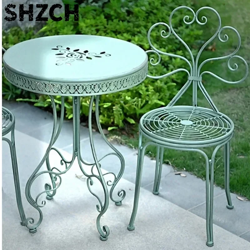 European Iron Outdoor Table Courtyard Balcony Terrace Table Lace Design Garden Furniture Home Decoration Small Coffee Table