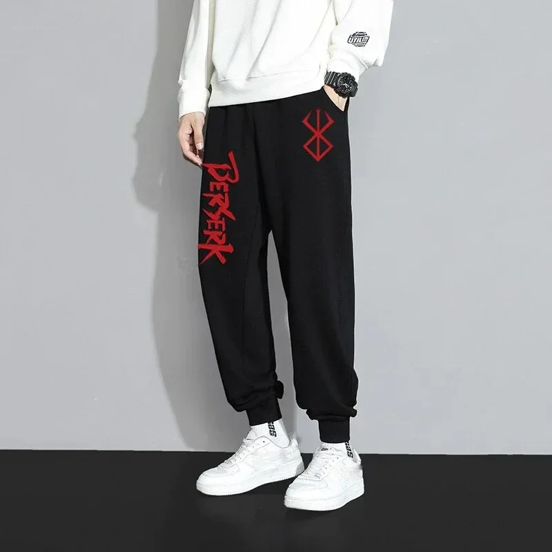 Anime Berserk Print Sweatpants for Men Athletic Joggers Trousers Spring Fall Casual Fleece Pants with Pockets Cosplay Costume