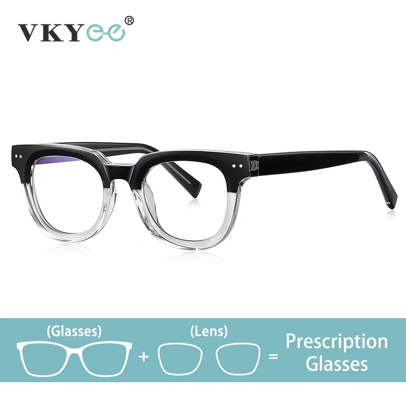 

VKYEE Classic Round Frame Design Photochromic Blue Light Protection Glasses Progressive Multifocal Customizable Prescription